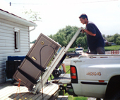 LE with furnace off pickup truck